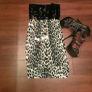 Cheetah silk sequence dress